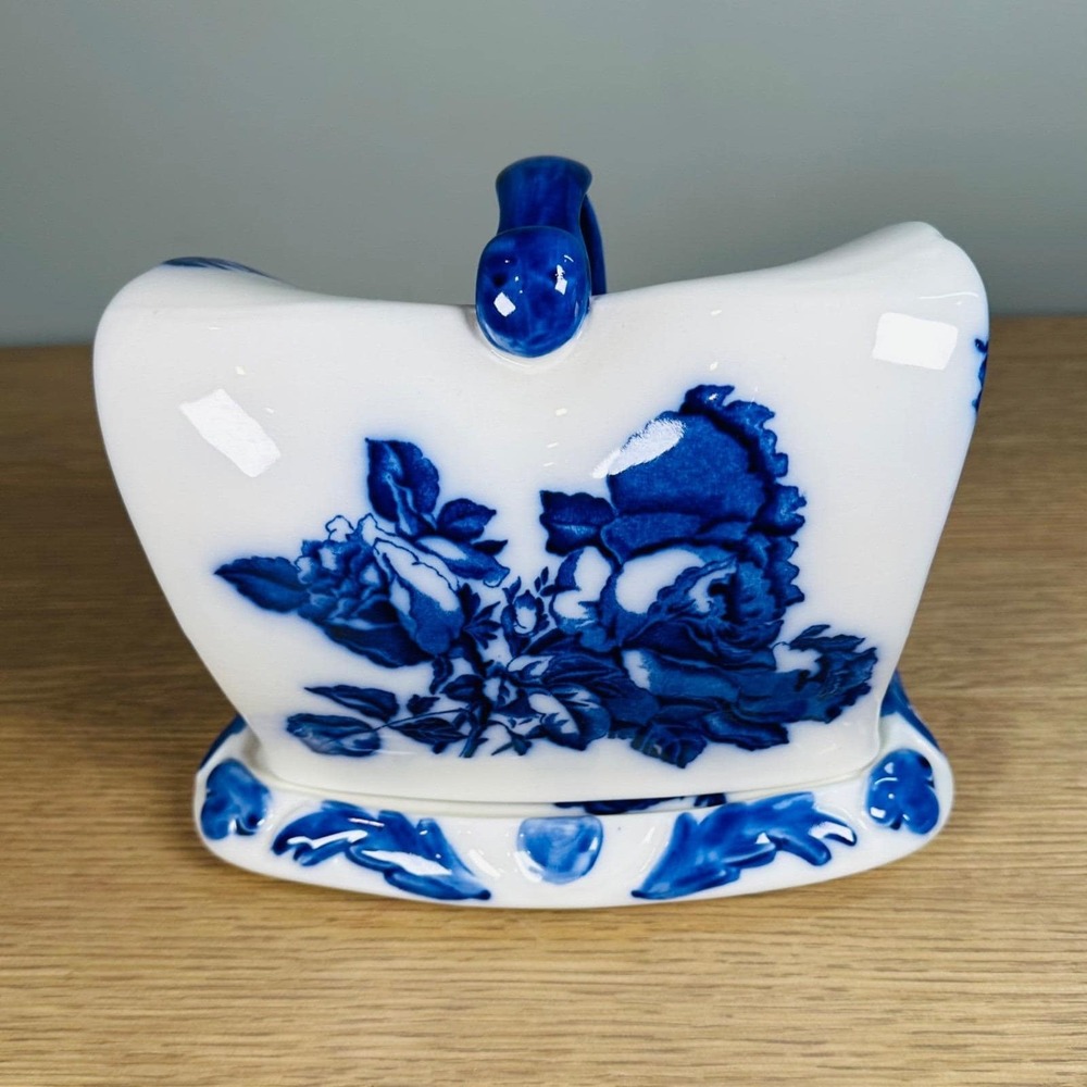 VTG Blakeney Ironstone Flow Blue Rose Cheese Keeper Dish Staffordshire England - Picture 4 of 15
